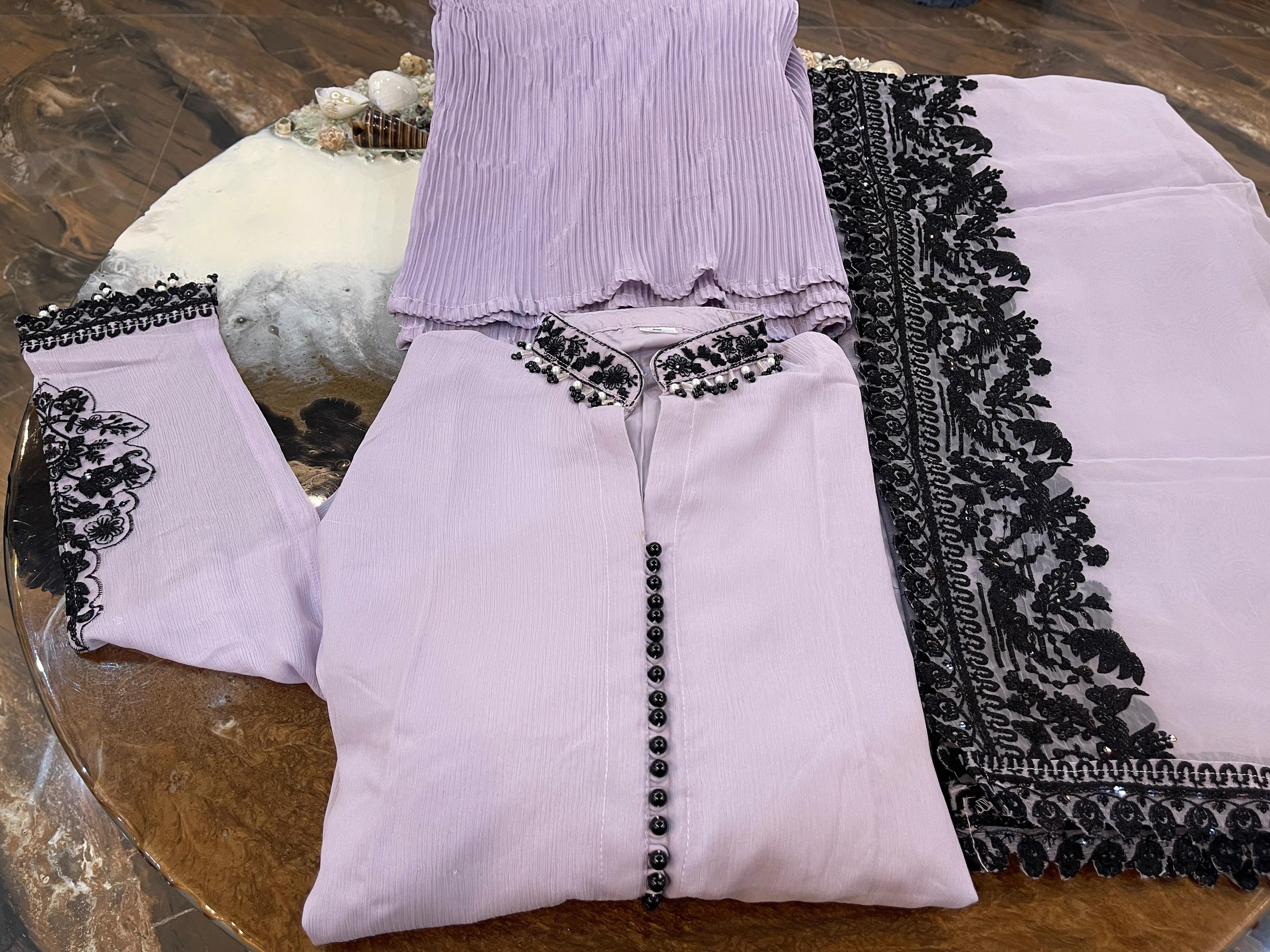 “NEW ARRIVAL”  New Pure Chiffon Flairy Frock With Buttons Style Front Along With Beautiful Embroidered Dupatta And Crush Flapper In Amazing Colour!!