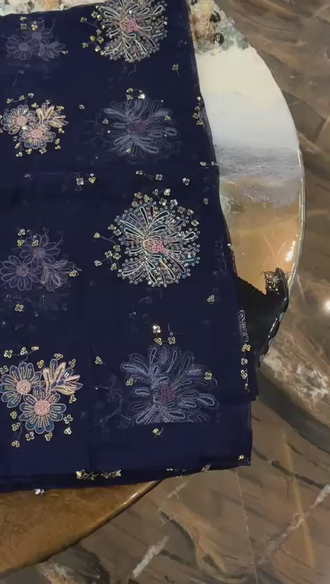 “NEW ARRIVAL”  New Pure Chiffon Ready To Wear Very Beautiful Party Wear Outfit Having Long Shirt With Handwork Neckline Along With Embroidered Chiffon Dupatta..!!